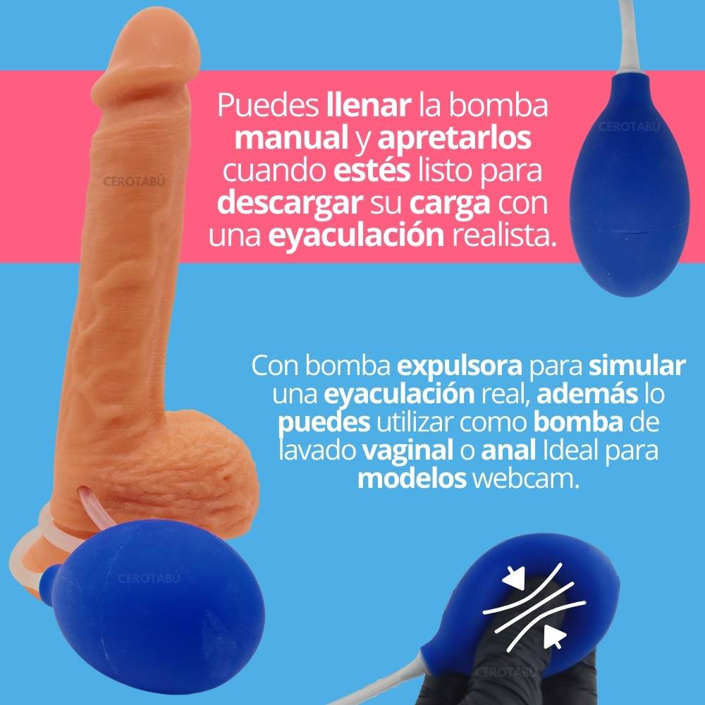 Dildo Consolador Realista Con Bomba Para Simular Eyaculación